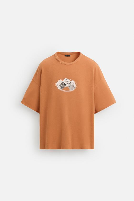 تیشرت مردانه زارا WASHED KNIT PRINT T-SHIRT