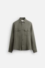پیراهن لینن مردانه زارا 100% LINEN OVERSHIRT
