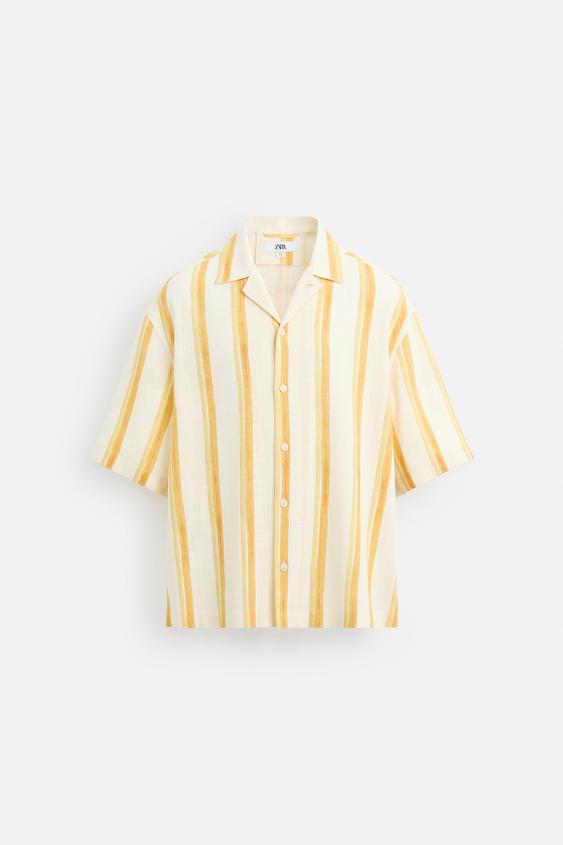 پیراهن مردانه زارا STRIPED VISCOSE-LINEN SHIRT