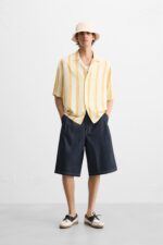 پیراهن مردانه زارا STRIPED VISCOSE-LINEN SHIRT