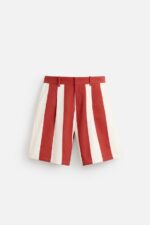 شلوارک مردانه زارا STRIPED BERMUDA SHORTS WITH PLEATS