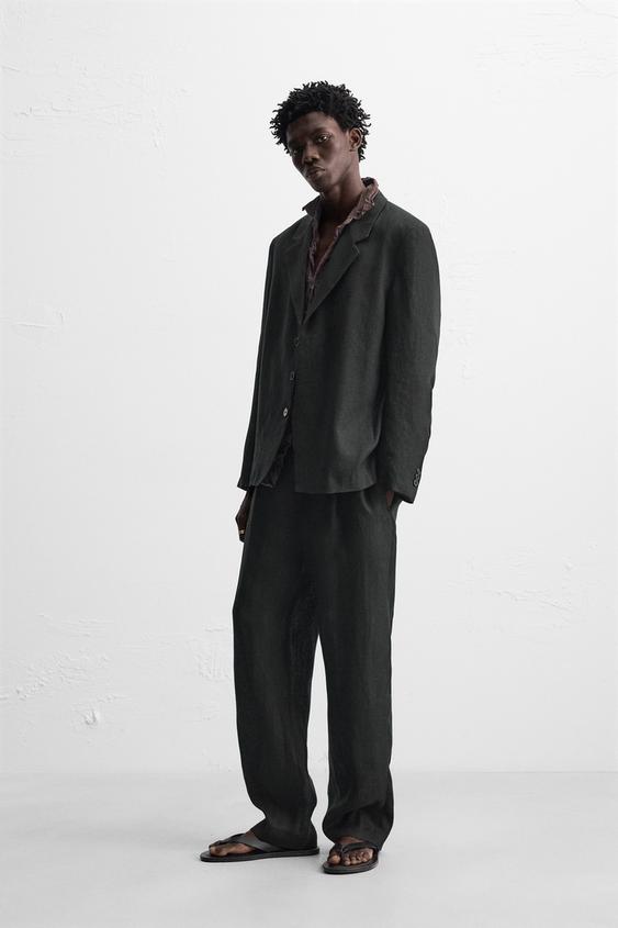 شلوار مردانه زارا 100% LINEN SUIT TROUSERS