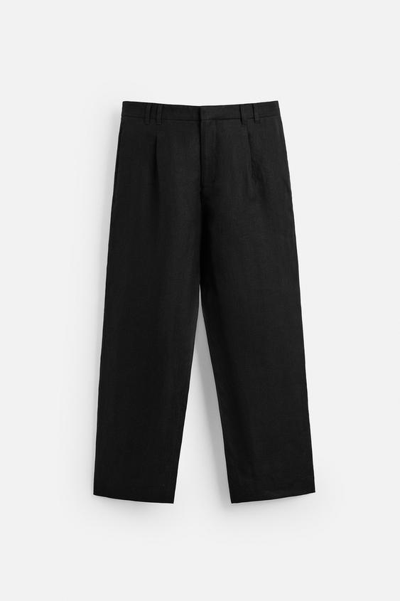 شلوار مردانه زارا 100% LINEN SUIT TROUSERS