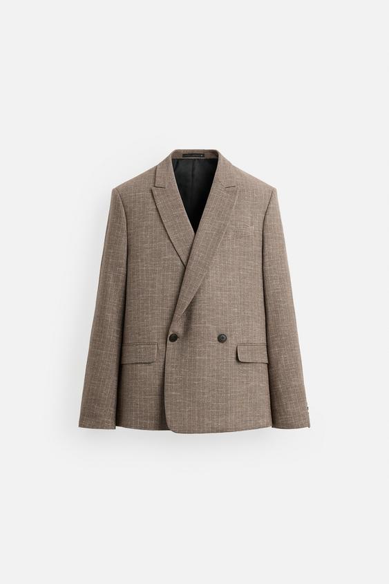 کت مردانه زارا STRIPED TEXTURED SUIT BLAZER