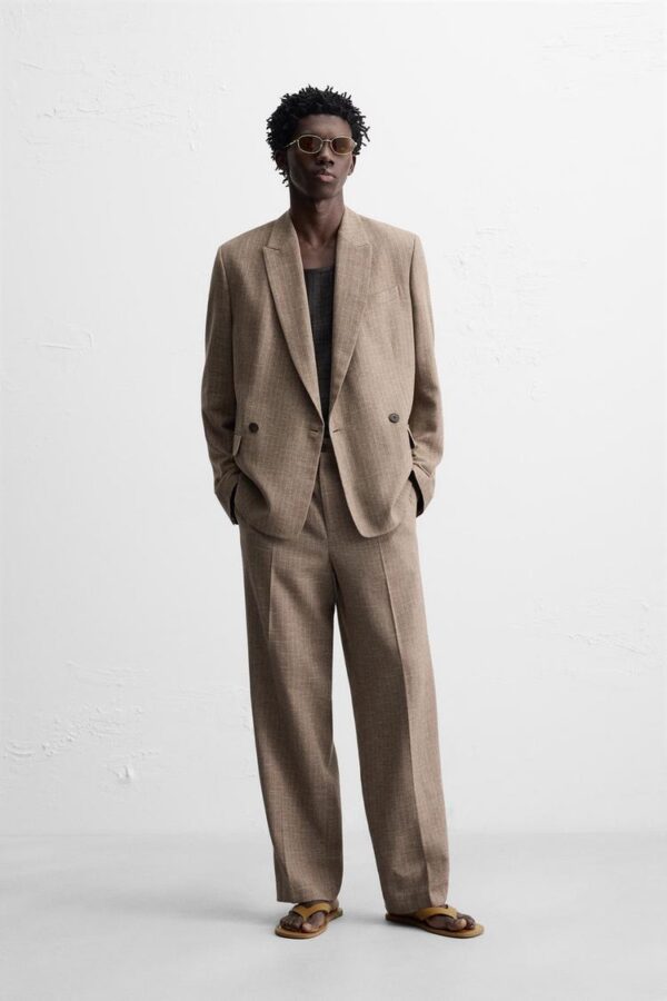 کت مردانه زارا STRIPED TEXTURED SUIT BLAZER