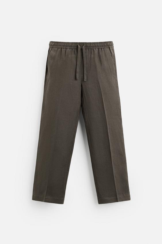 شلوار لینن مردانه زارا 100% LINEN TROUSERS