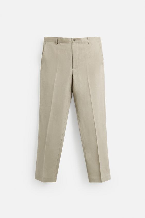 شلوار لینن مردانه زارا 100% LINEN TROUSERS