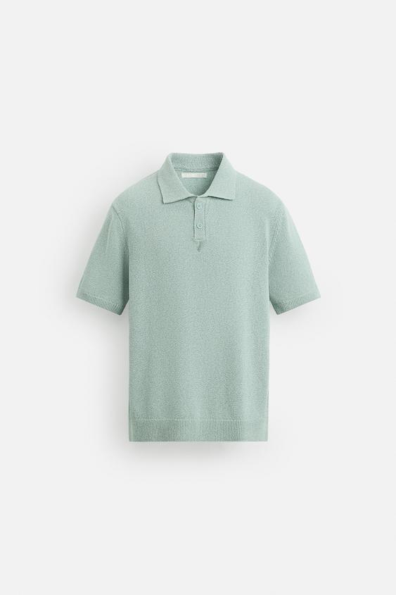 پولوشرت مردانه زارا TEXTURED KNIT POLO SHIRT