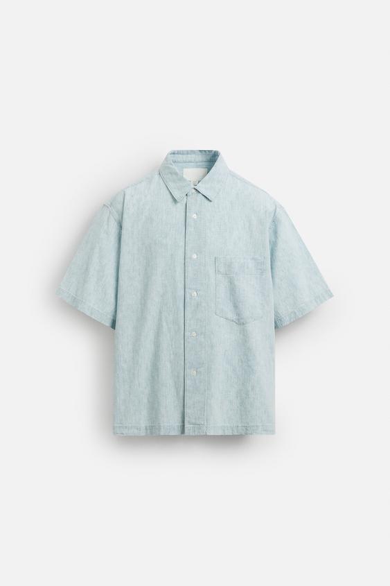 پیراهن مردانه زارا CONTRAST DENIM SHIRT