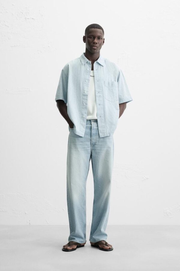 پیراهن مردانه زارا CONTRAST DENIM SHIRT