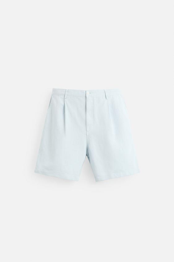 شلوارک مردانه زارا WASHED BERMUDA SHORTS WITH PLEATS