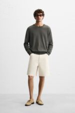 شلوارک مردانه زارا CANVAS TEXTURED BERMUDA SHORTS