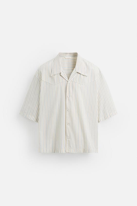 پیراهن مردانه زارا STRIPED EMBROIDERED SHIRT