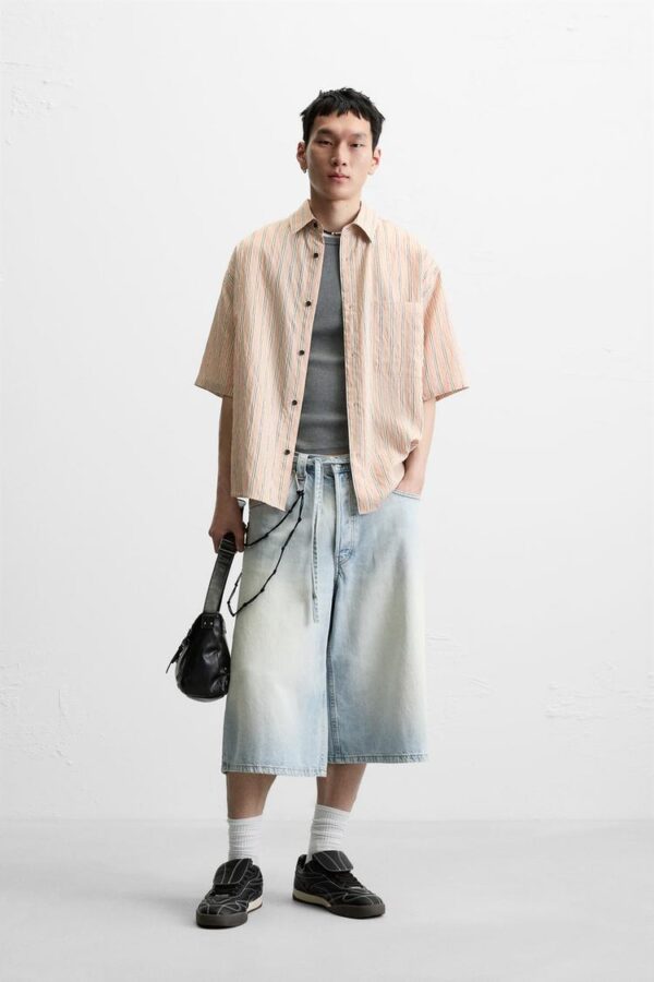 پیراهن راه راه مردانه زارا STRIPED FLOWING SHIRT