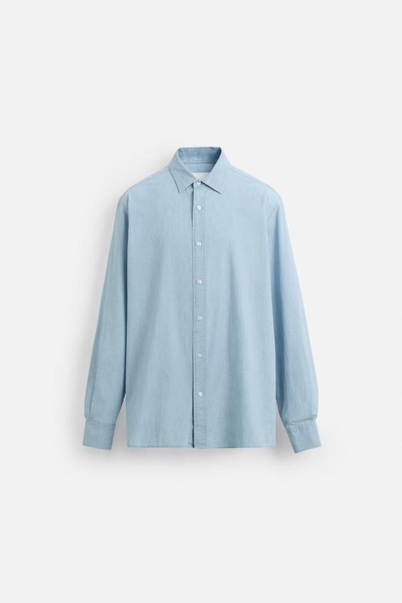 پیراهن مردانه زارا CHAMBRAY TEXTURED SHIRT