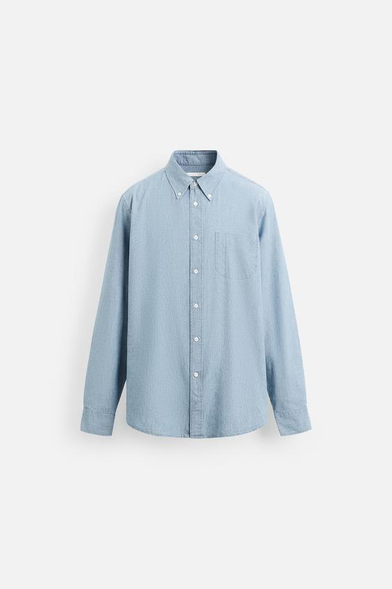 پیراهن مردانه زارا TEXTURED CHAMBRAY SHIRT