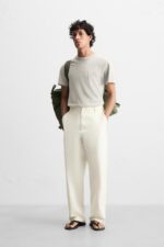 شلوار مردانه زارا COTTON STRAIGHT-LEG TROUSERS