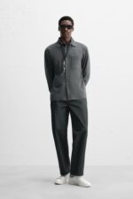 اورشرت مردانه زارا LIGHTWEIGHT FAUX SUEDE OVERSHIRT