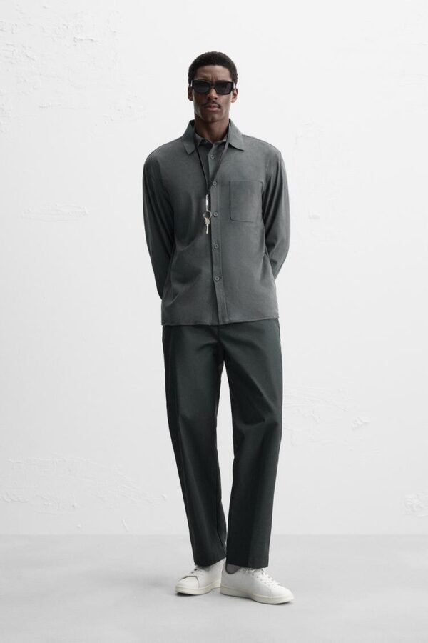 اورشرت مردانه زارا LIGHTWEIGHT FAUX SUEDE OVERSHIRT