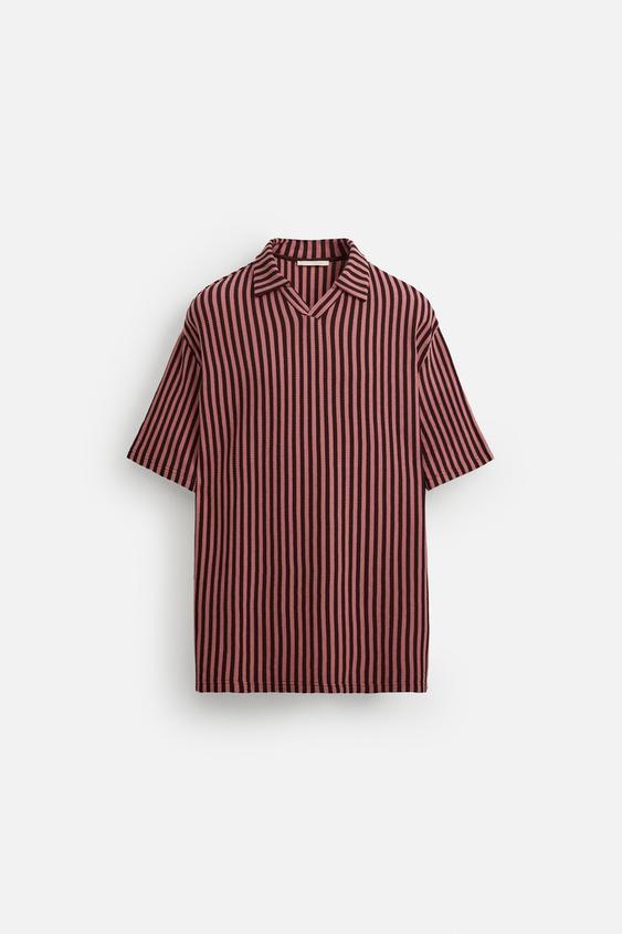 پیراهن مردانه زارا STRIPED JACQUARD POLO SHIRT