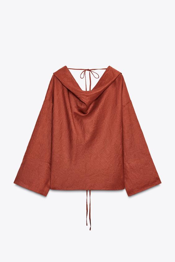 بلوز زنانه زارا 100% LINEN BLOUSE ZW COLLECTION