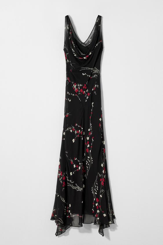 لباس بلند زنانه زارا SILK PRINTED DRESS KATE MOSS X ZARA