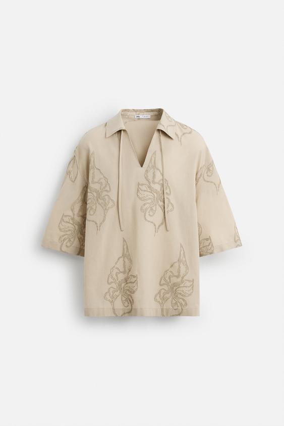 پیراهن مردانه زارا LEAF EMBROIDERY SHIRT