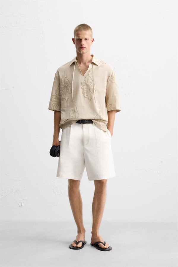 پیراهن مردانه زارا LEAF EMBROIDERY SHIRT