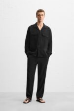 شلوار مردانه زارا LINEN/COTTON TROUSERS