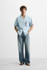 پیراهن مردانه زارا COTTON-LINEN SHIRT