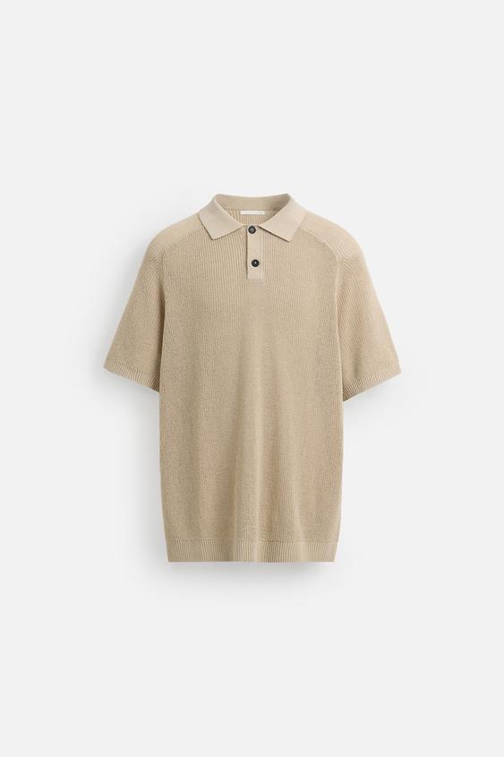 پولوشرت مردانه زارا TEXTURED KNIT POLO SHIRT