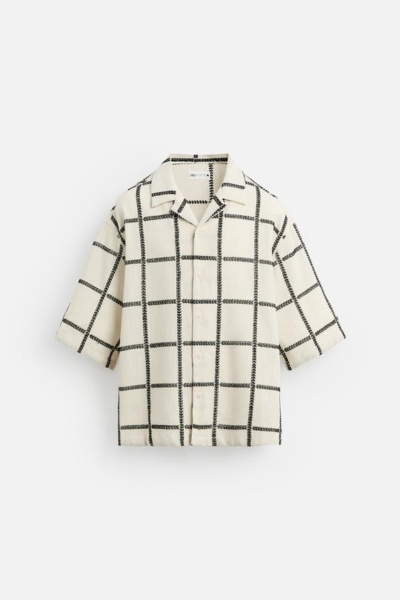 پیراهن مردانه زارا GEOMETRIC EMBROIDERED SHIRT