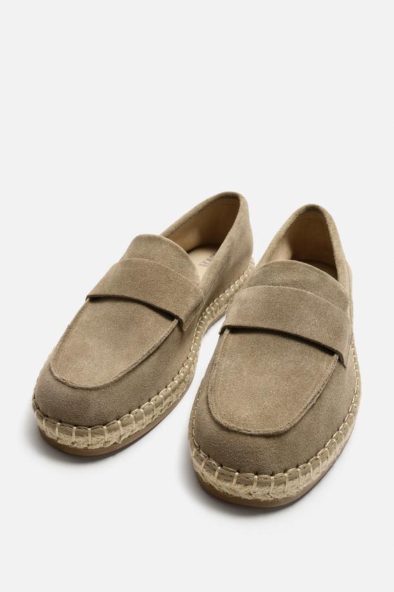 کفش لوفر مردانه زارا LEATHER MOCCASIN ESPADRILLES