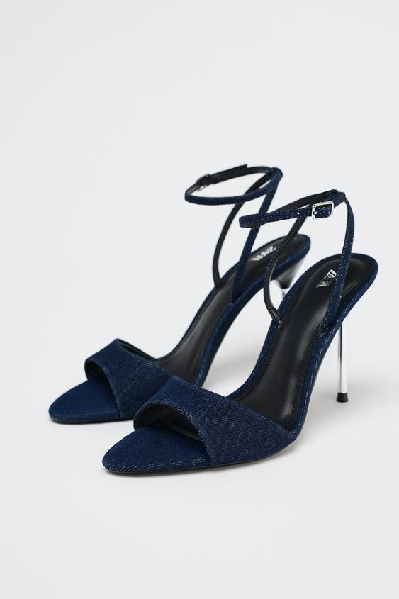 صندل جین پاشنه دار زنانه زارا HIGH-HEELED DENIM SANDALS