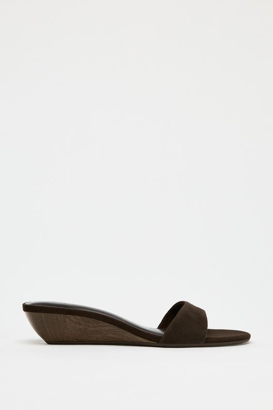 صندل زنانه زارا SUEDE WEDGE SANDALS