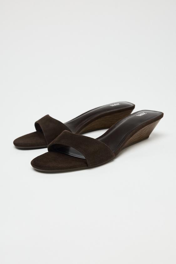 صندل زنانه زارا SUEDE WEDGE SANDALS