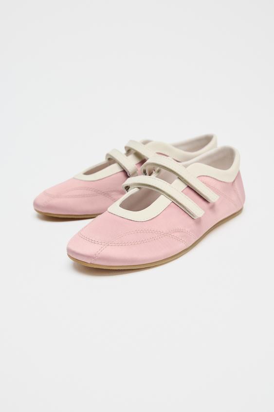 کفش بالرین اسپرت زنانه زارا SATIN EFFECT TOPSTITCHED BALLERINAS