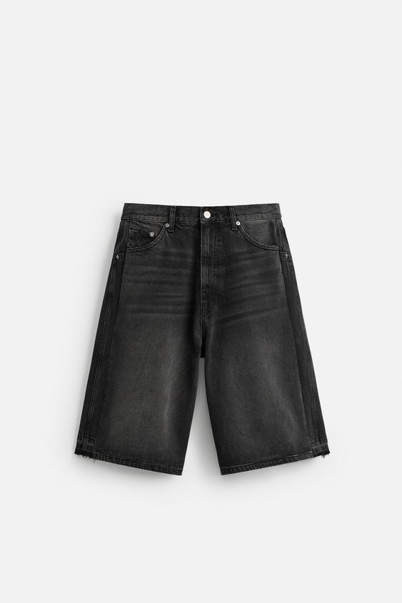 شلوارک برمودا مردانه زارا BAGGY FIT DENIM BERMUDA SHORTS