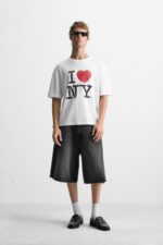 شلوارک برمودا مردانه زارا BAGGY FIT DENIM BERMUDA SHORTS