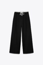 شلوار زنانه زارا WIDE-LEG TROUSERS WITH DOUBLE WAISTBAND