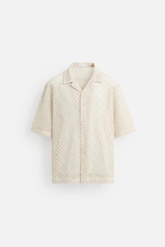 پیراهن مردانه زارا TEXTURED SHIRT WITH CUTWORK