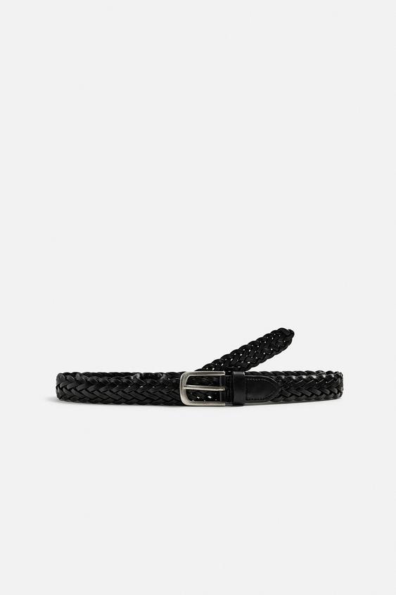 کمربند چرم مردانه زارا LONG BRAIDED LEATHER BELT