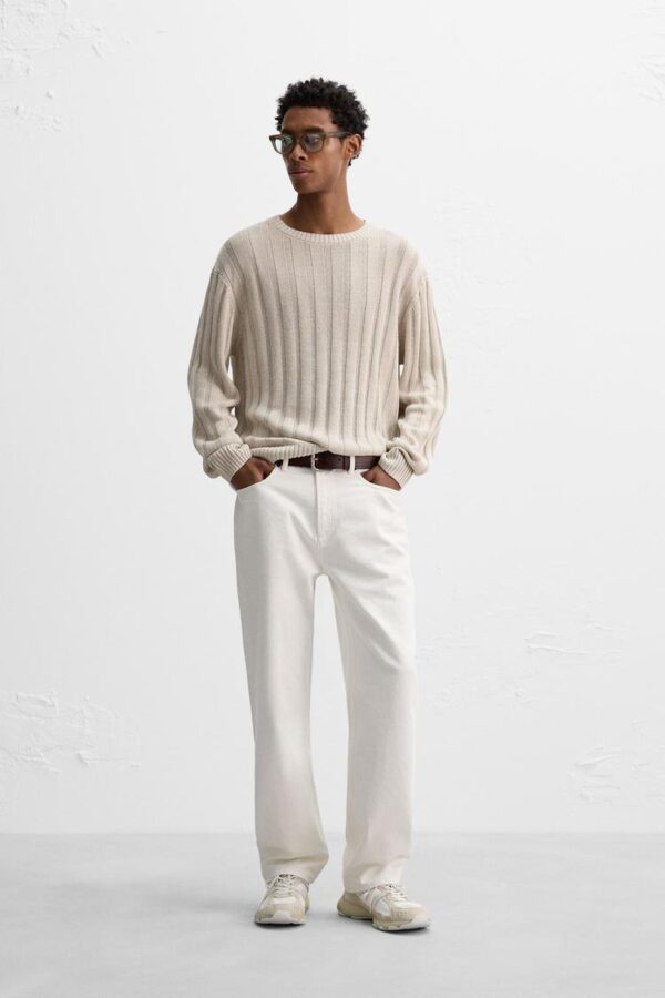 پلیور لینن مردانه زارا 100% LINEN RIBBED SWEATER