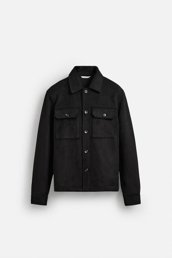 اورشرت مردانه زارا FAUX SUEDE OVERSHIRT