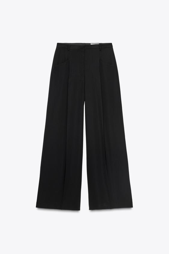 شلوار زنانه زارا ZW COLLECTION WIDE-LEG DARTED TROUSERS