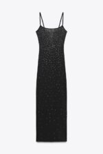 لباس بلند زنانه زارا RHINESTONE POLYAMIDE DRESS