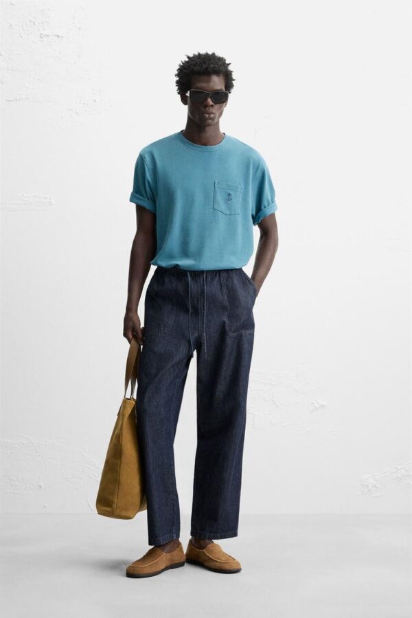 تیشرت مردانه زارا EMBROIDERED PIQUÉ T-SHIRT