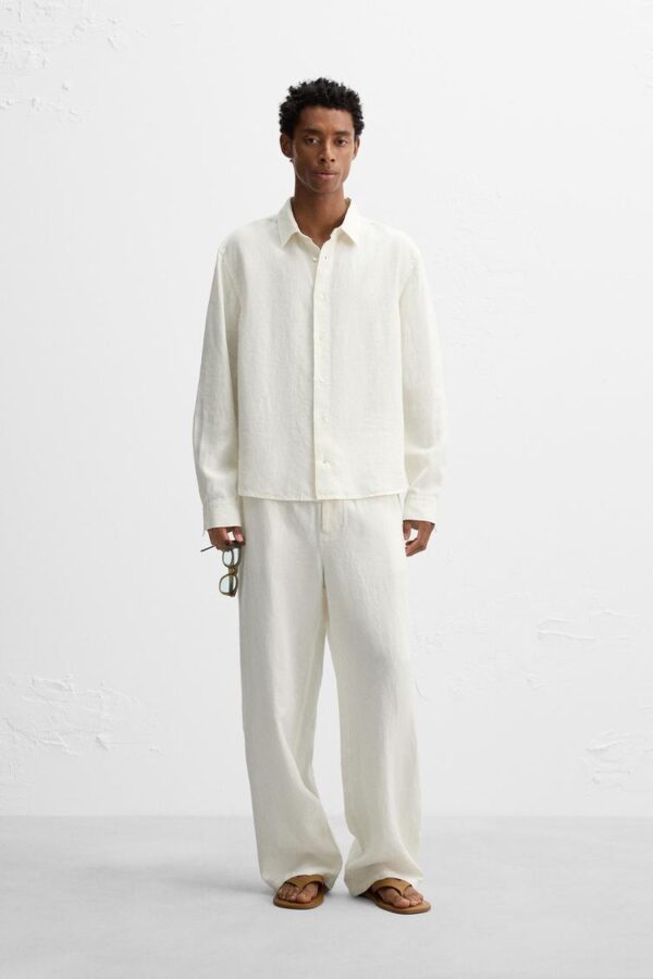 پیراهن مردانه زارا RELAXED FIT 100% HEMP SHIRT