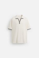 پولوشرت مردانه زارا CONTRAST OPEN KNIT POLO SHIRT