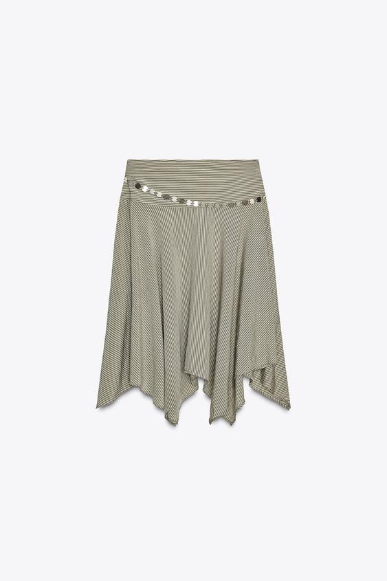 دامن میدی زنانه زارا Striped Asymmetric Belt Midi Skirt دامن میدی زنانه زارا striped asymmetric belt midi skirt